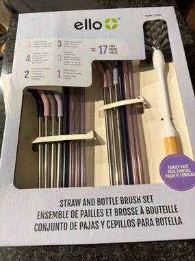 ello Straw and Bottle Brush Set - Multicolor